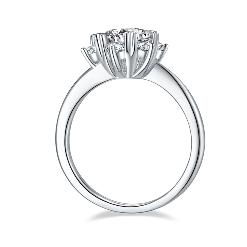 星辰花S925银镀白金MoissaniteWomen's Ring1ctD级